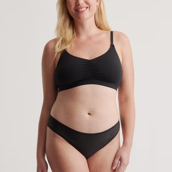 Quince Black Micromodal Ruched Bralette 2 Pack - Picture 1 of 3